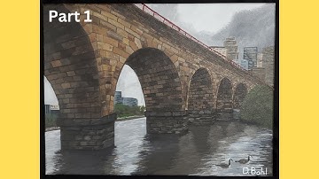 Stone Arch Bridge Painting Part 1 - Background, Line Art, and Basecoats! Oh my!