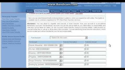 HDFC internet banking transfer funds to third party - How to