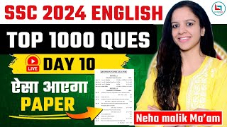 SSC 2024 - Top 1000 English Questions | Day - 10 | All Exam Target By Neha Malik Ma'am