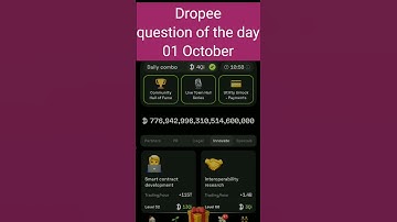 Dropee question of the day 01 October | Dropee question of the day@CryptoTechSunil