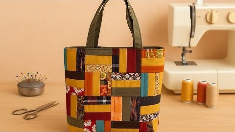 DIY Autumn Patchwork Tote Bag| Sew a Beautiful Scrap Fabric Bag with Zipper Pocket