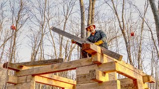 Timber Frame Roof for My Log Cabin Off Grid Workshop | Egg Tanning Buckskin