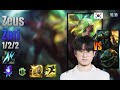 Zeus Top Zeri vs Gangplank lol KR solo rank Full Game 16.10 | 제우스 제리 vs 갱플랭크