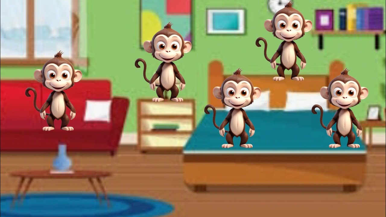 5 Little Monkeys Song | Fun Counting Song for Kids | Nursery Rhymes ...