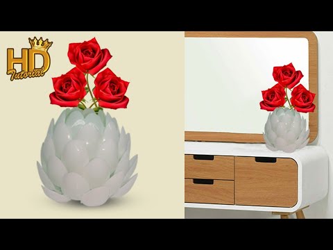 DIY Cara  membuat  vas  bunga  cantik dari  sendok  plastik  