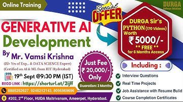 GENERATIVE AI Development Online Training @ DURGASOFT
