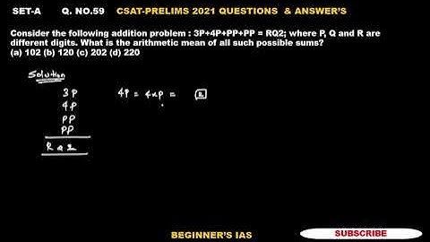 3P+4P+PP+PP = RQ2; where P, Q and R are different digits. What is the arithmetic mean of all such