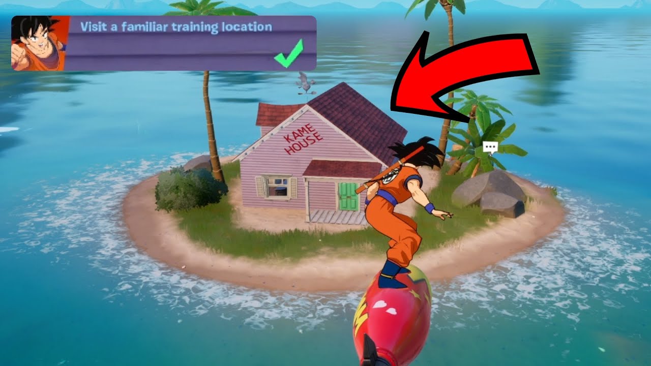 Visit a Familiar Training Location in Fortnite Dragon Ball kame house Quest