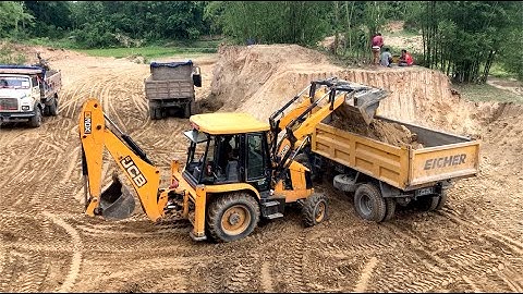 JCB Backhoe 3DX Loading Soil IN Tipper / JCB DOZER Stunt / JCB Vs Tripper