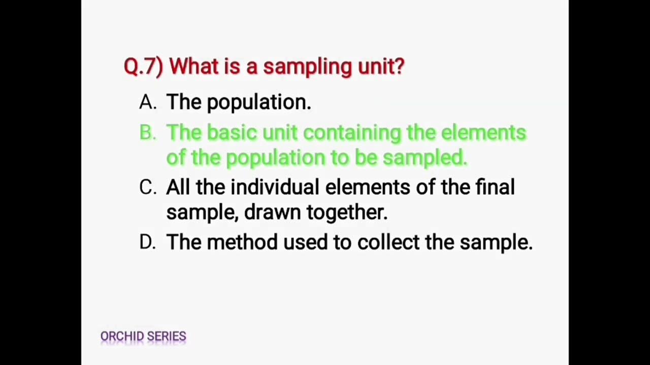 Important Questions on Research Methodology MCQ's on sampling