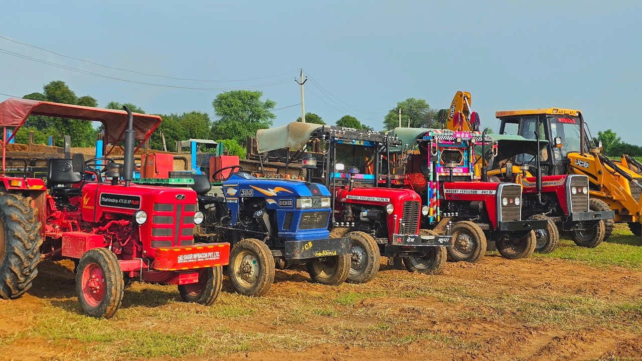 Tractor Power Test Loading Mud Trolley with JCB 3dx Machine | Mahindra, Eicher, Kubota, Sonalika