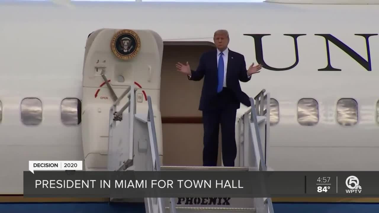 President Trump arrives in Miami for NBC town hall - YouTube