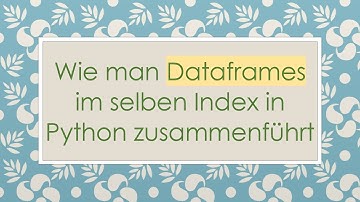 Wie man Dataframes im selben Index in Python zusammenführt