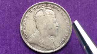 100 Years Canada 25 Cents Coins - Edward V to Queen Elizabeth II - Silver - Nickel - Crown - Caribou