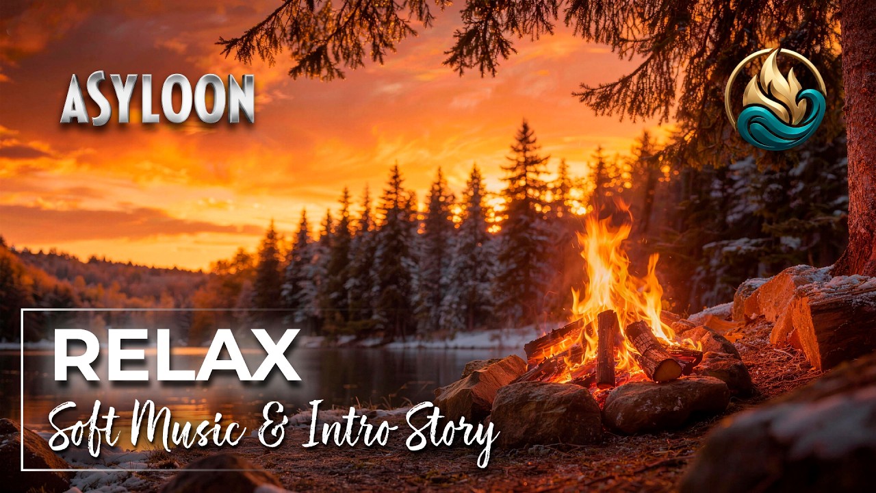 Golden Sunset Fireplace | Warmth in the Silent Woods | 4K (Intro Story, 432Hz / 528Hz Musics)