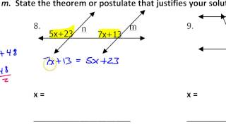 Day 3 HW   Proving Parallel Lines Cut by a Transversal