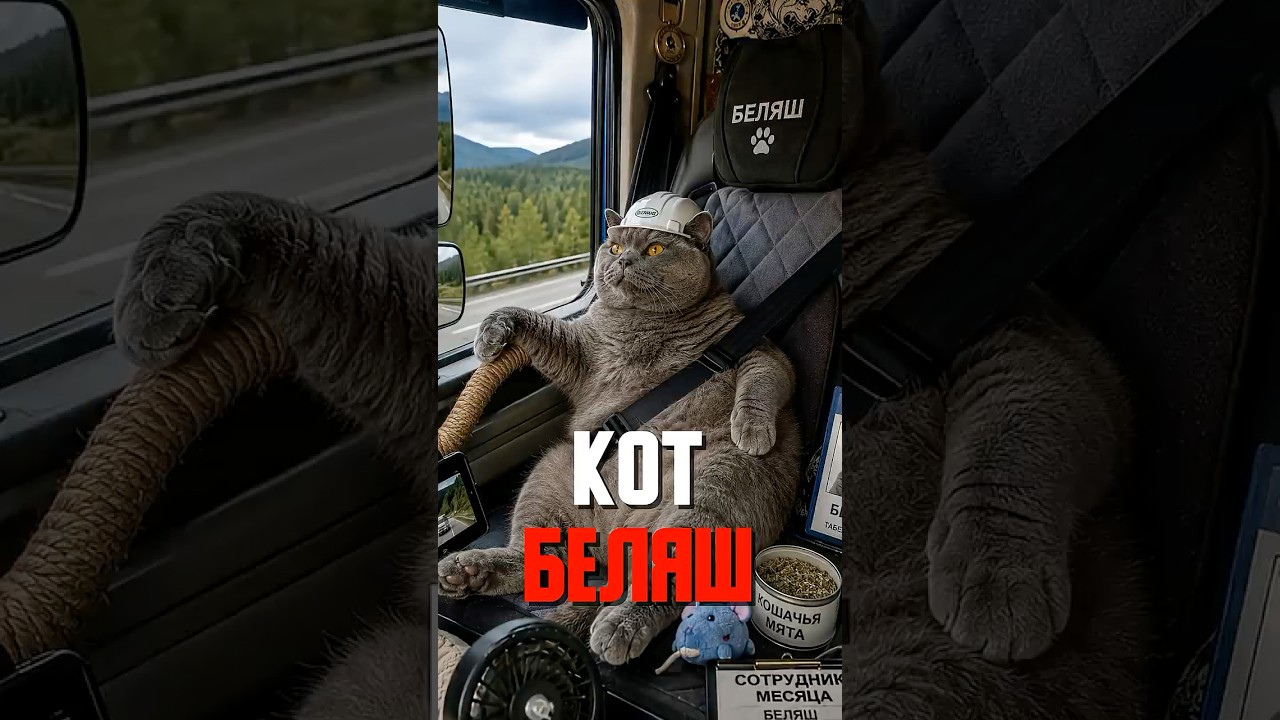 ДЕРЖИТСЯ за ручку на грунтовке и смотрит видео в ПРОБКАХ 😳🐱🚛