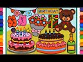 Birthday Cake Compilation | Jelly Coloring &amp; Painting for Kids , Toddlers | party, gift, Strawberry