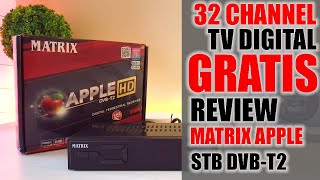 Set Top Box Tv Digital Matrix Apple Merah Dvb T2- Paket lengkap Stb+ HDMI+ Dongle Wifi