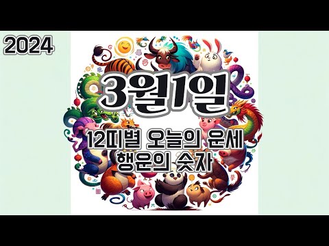 2024년 3월 1일, 12띠별 오늘의 운세, 행운의 숫자