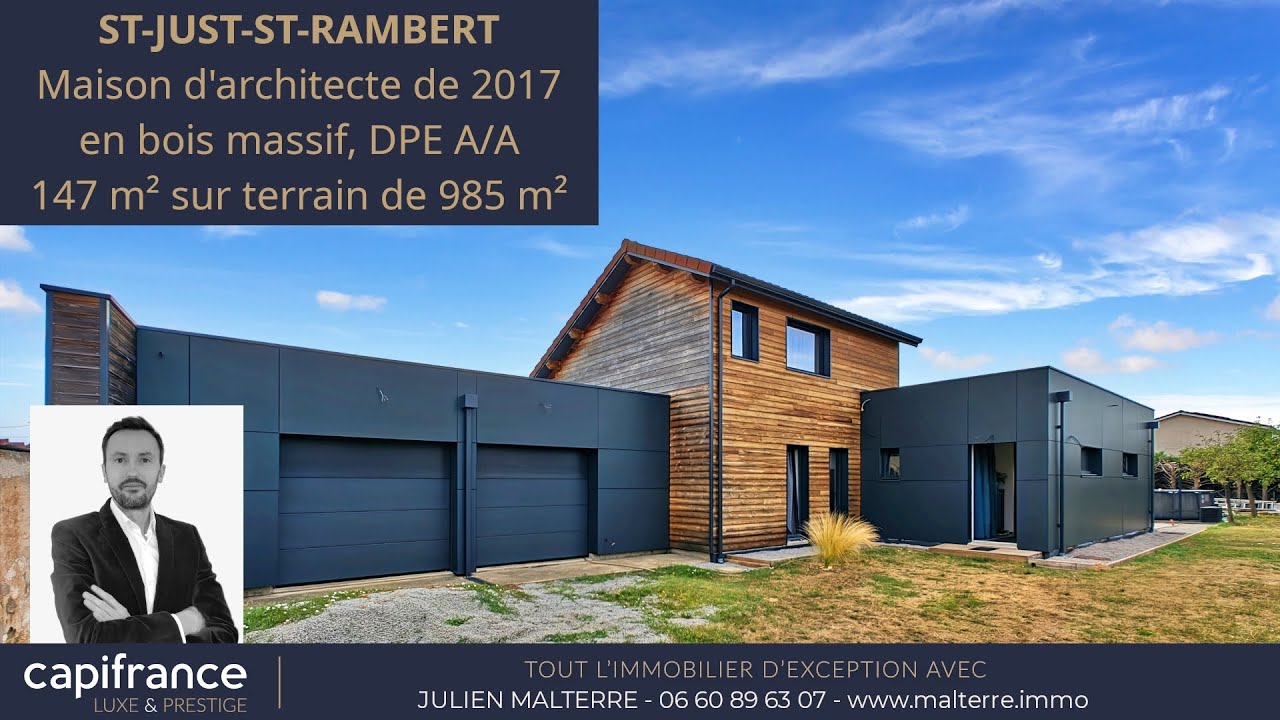 St-Just-St-Rambert, maison d'architecte de 2017, 4 chambres - 145 m² et double garage - DPE A/A