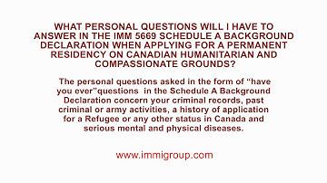 What personal questions will I have to answer on the IMM 5669?