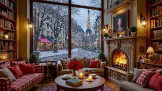 Snowy City Coffee Shop ❄️ Soft Jazz Music & Crackling Fireplace Ambience for Relax & Focus screenshot 3