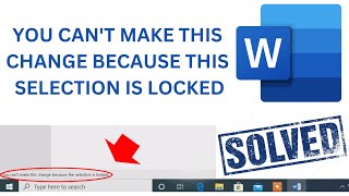 you can't make this change because this selection is locked: microsoft office error fixed!