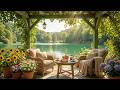 Sunlit Lakeside Garden Jazz 🌻 Soft Jazz with Sunflowers and Calm Lake Views