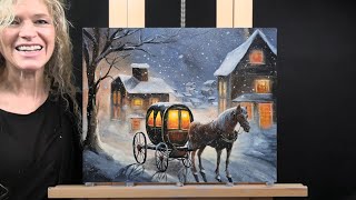 WINTER HORSE AND CARRIAGEHow to Draw and Paint with AcrylicsBeginner Acrylic Painting Tutorial