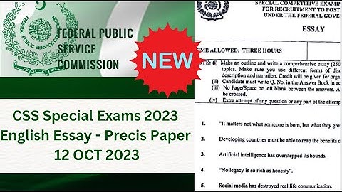CSS Special Exam English Paper  Essay and Precis I FPSC Exam CSS 2023 I FPSC CSS English