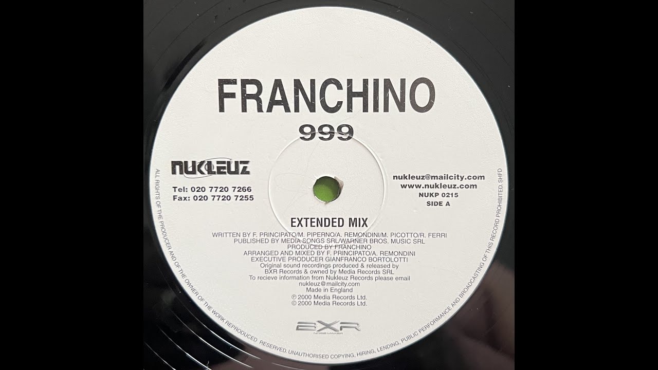 Franchino 999 (Extended Mix) 2000 YouTube