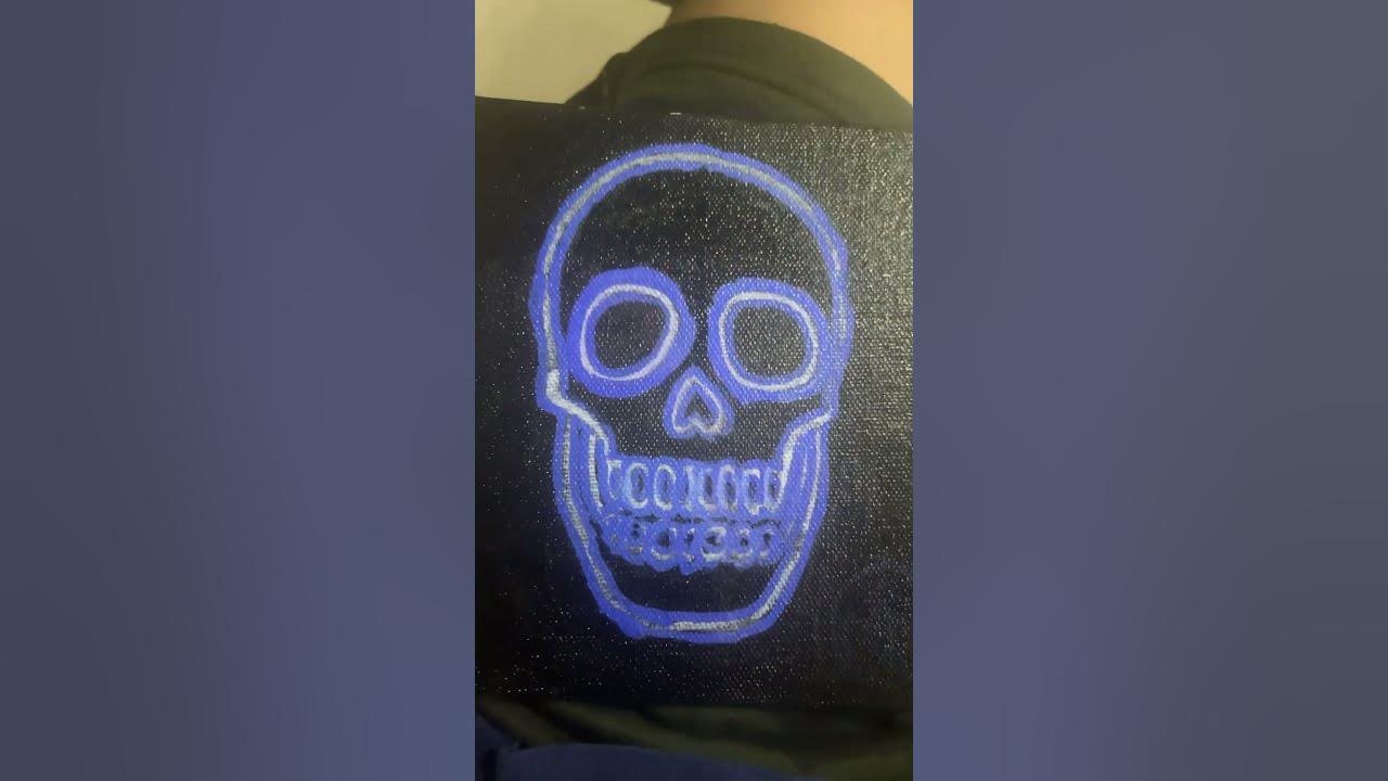 Blue neon skull drawing skull neon blue skull drawing youtube