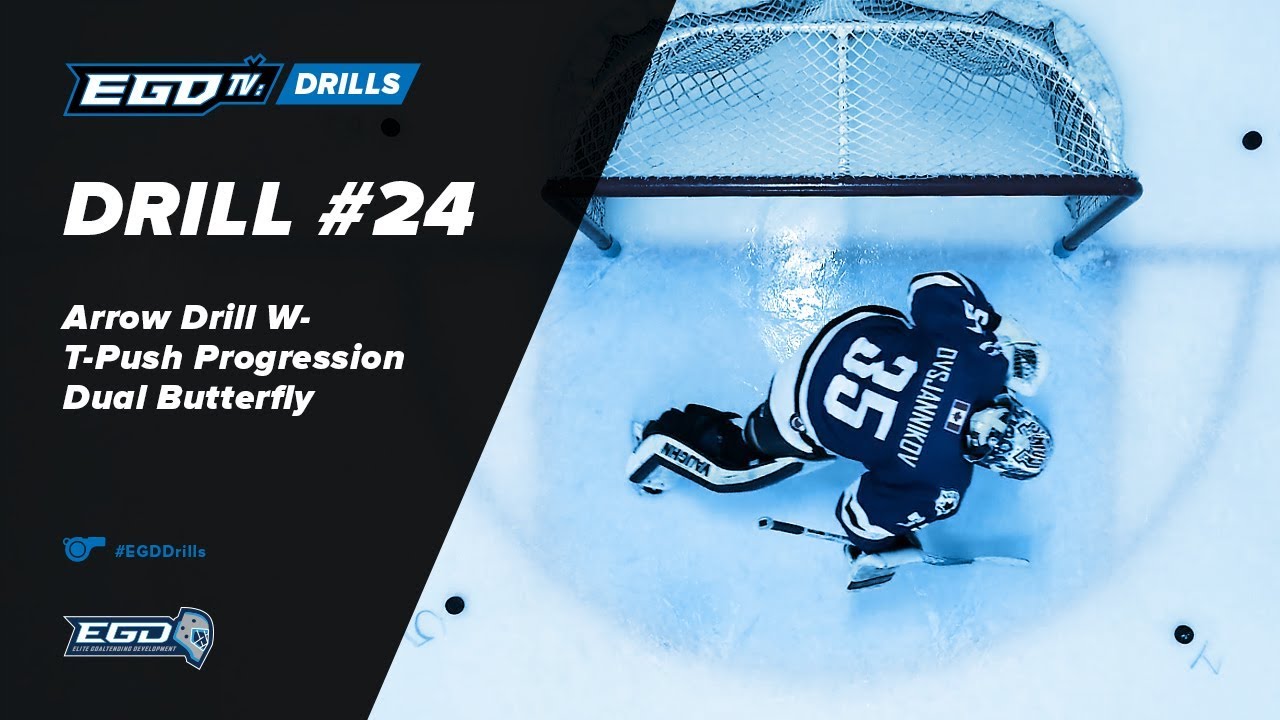Elite Goaltending Development Drill Video #24 - Arrow Drill w/T-Push Progression Dual Butterfly