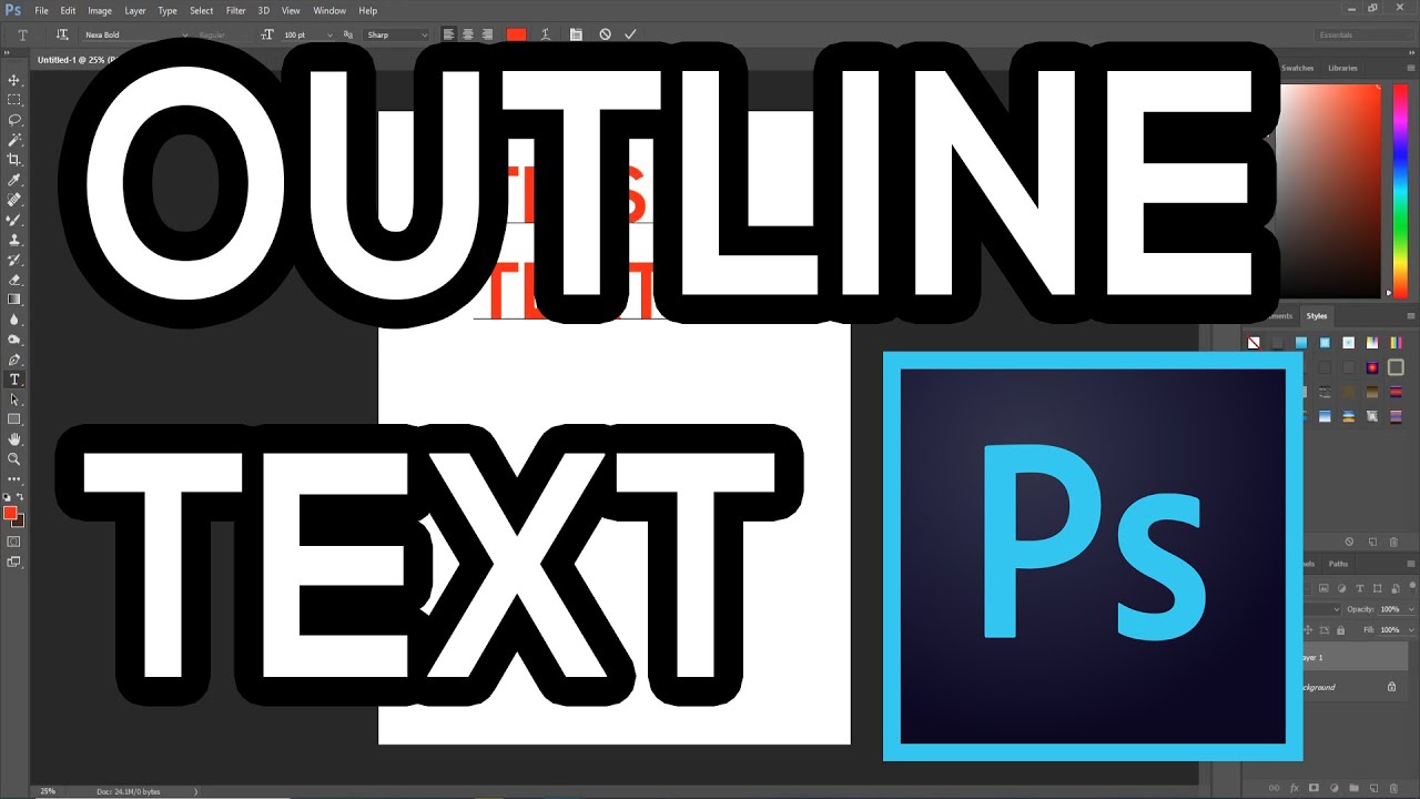 outline on text photoshop