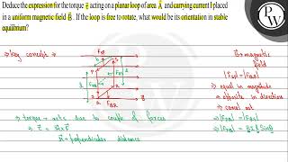 Deduce the expression for the torque \( \vec{\tau} \) acting on a p...