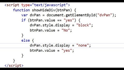 Toggle Show Hide DIV on Button Click using JavaScript