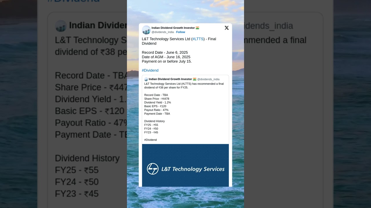 L&T Technology Services Ltd has fixed Record Date for Final Dividend of FY25 