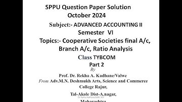 Advanced Accounting October 2024 Semester VI   SPPU Question Paper Solution Part 2