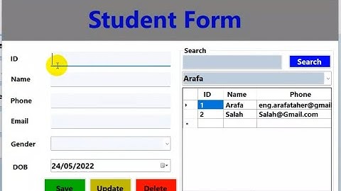 Insert Update Delete View and search data from database in C# net - Arabic