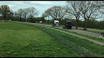 In the bigger curve , and a look in the truck mirror! Truckrun Horst aan de Maas the Netherlands!??????