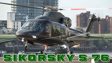 Sikorsky S76 helicopter landing, engine start and takeoff at London Heliport G-FXVA