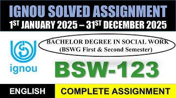 BSW 123 Solved Assignment 2025 || bsw-123 solved assignment in English || Jan 2025 to Dec 2025
