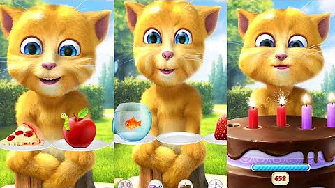 Watch the video about Talking ginger new funny episode unlimited foods🍉🍔🍓🍰🥑🥝& apk mod version #viralvideo #catover #cats