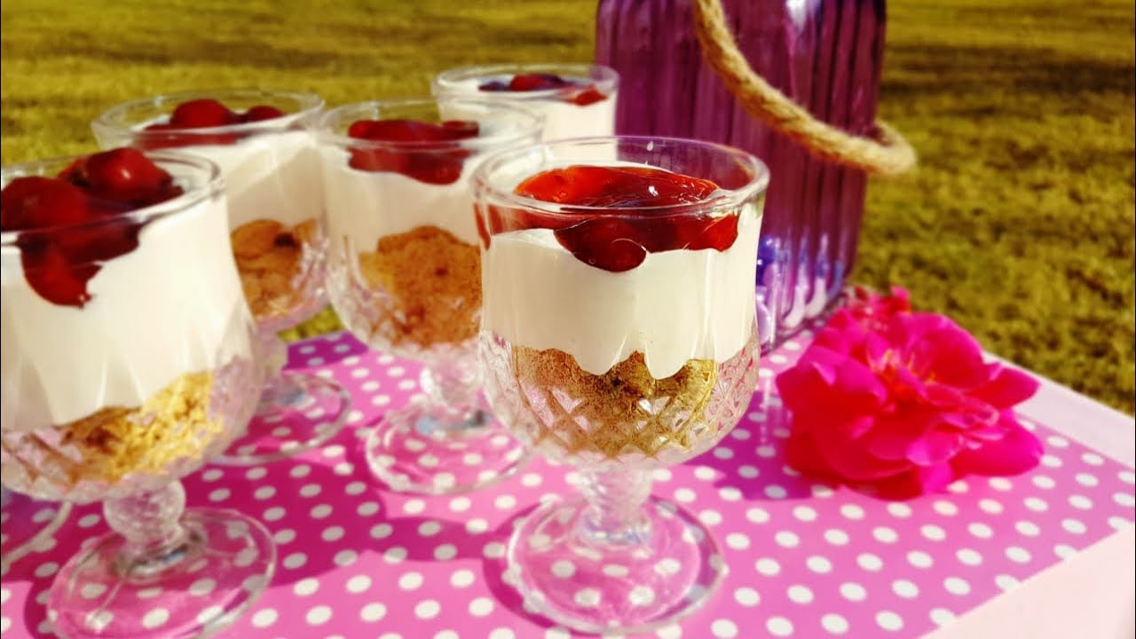 Strawberry Cheesecake Cheesecake in a cup NO Gelatin YouTube