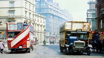 A Day in London 1920s in Color [60fps, Remastered] w/sound design Added