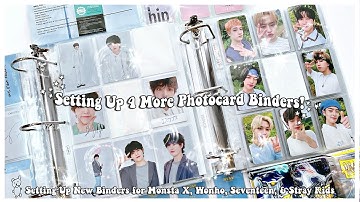 Setting Up 4 New Kpop Photocard Binders! ✰Adding Binders for Seventeen, Stray Kids, Wonho & Monsta X