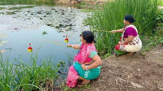Fishing Video Traditional Village Two Lady Have Extraordinary Fishing Talent Catching Fish