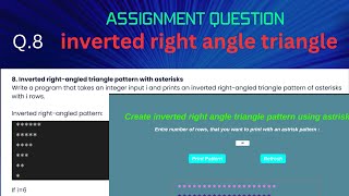 Inverted right angle triangle using html css and js ||  assignment question no. 8 soluation