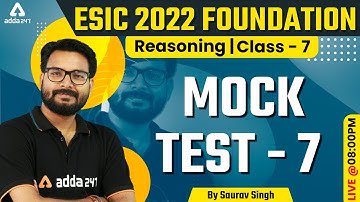 ESIC Recruitment 2022 | Reasoning Classes | Mock Test #7 | Saurav Singh Sir